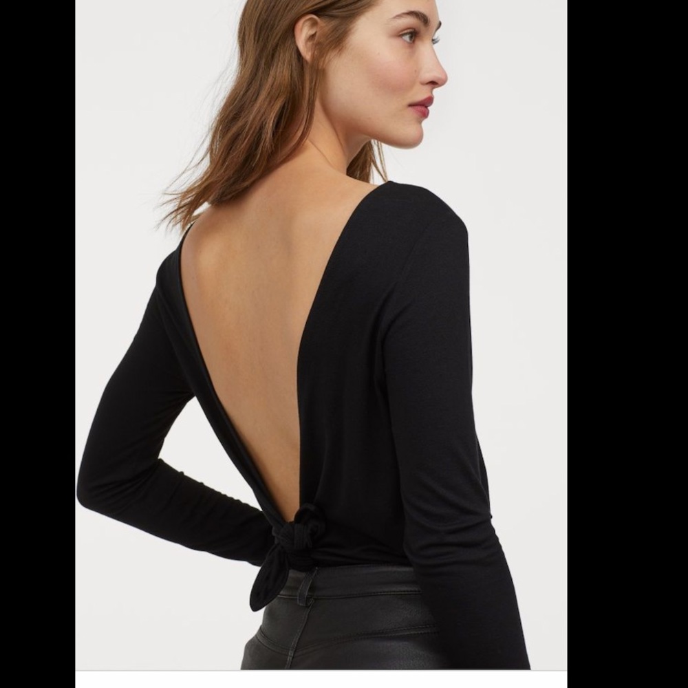 H&M Black Low Cut Back Bodysuit